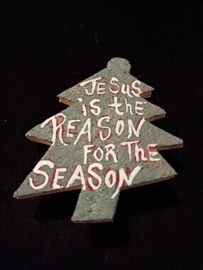 Vintage Homemade Cork Christmas Tree Holiday Brooch Pin